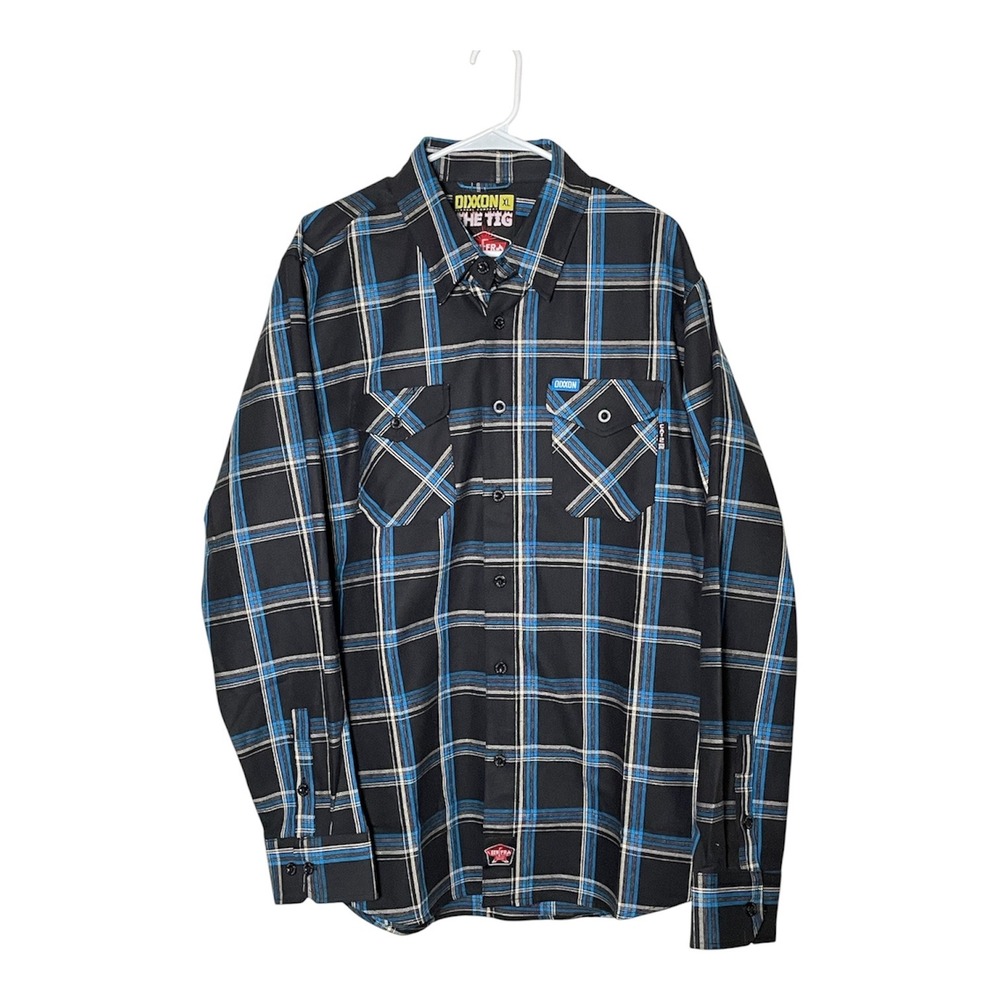 Dixxon Flannel The Tig FR Flannel Shirt Black Blue Plaid Mens XL CAT 2 NFPA 2112